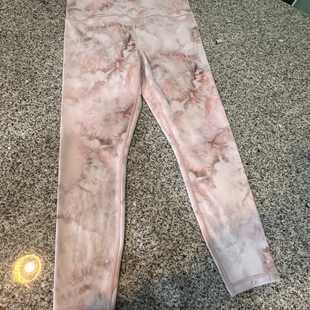 Athleta Pink Watercolor Design Leggings